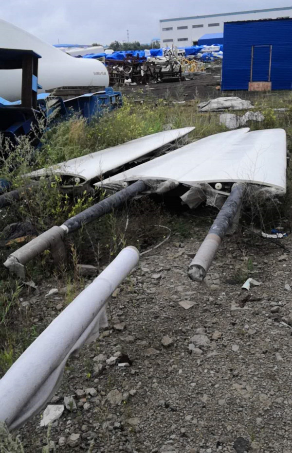 張北基地退役葉片、機(jī)艙處置現(xiàn)場
